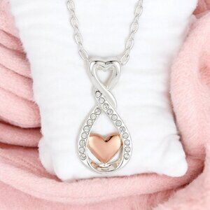 Brilliance “You’re The Greatest” Two‑Tone Infinity Heart Necklace – Swarovski